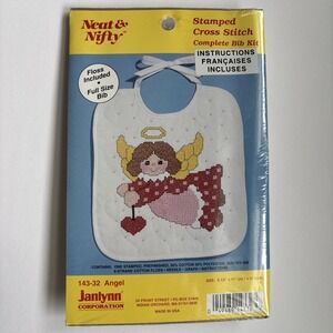 Janlynn Neat & Nifty Stamped Cross Stitch Complete Bib Kit-Angel 143-32 NEW‎ USA